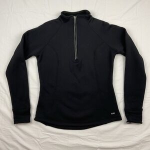 REI Womens Black Quarter Zip Fleece Pullover Outdoor‎ Hiking Warm Layer Medium